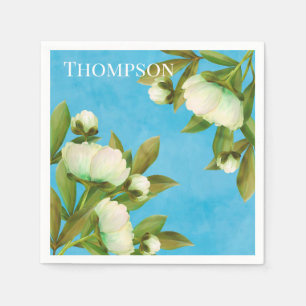 Serviette En Papier Peonies blanches classiques Bouquet floral