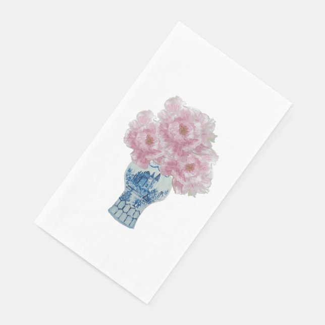 Serviette En Papier Peonies Bleu et Blanc Ginger Jar (Coin)