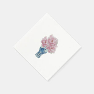 Serviette En Papier Peonies Bleu et Blanc Ginger Jar
