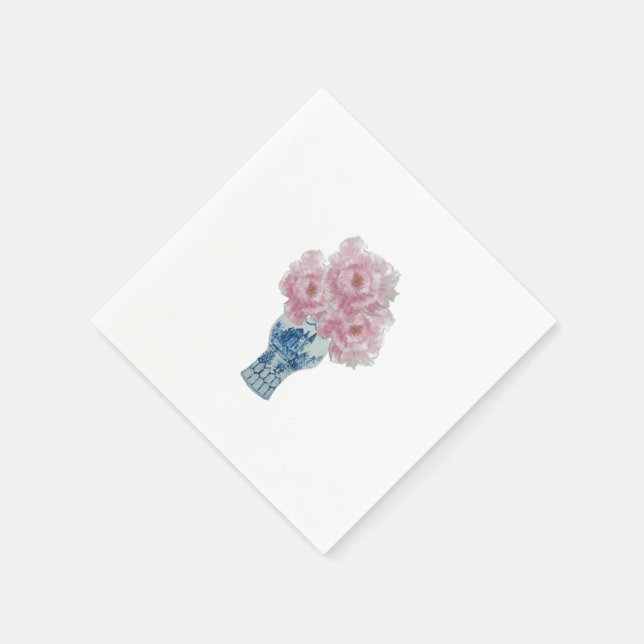 Serviette En Papier Peonies Bleu et Blanc Ginger Jar (Coin)