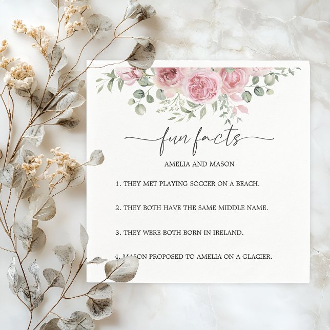 Serviette En Papier Peony Blush Floral Fun Facts Wedding Napkins (Peony Blush Floral Fun Facts Wedding Napkins)