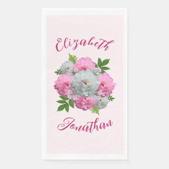 Serviette En Papier Peony Bouquet Mariage (Devant)