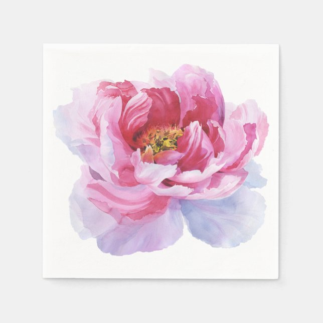 Serviette En Papier Peony rose Aquarelle Livre blanc Naples (Devant)