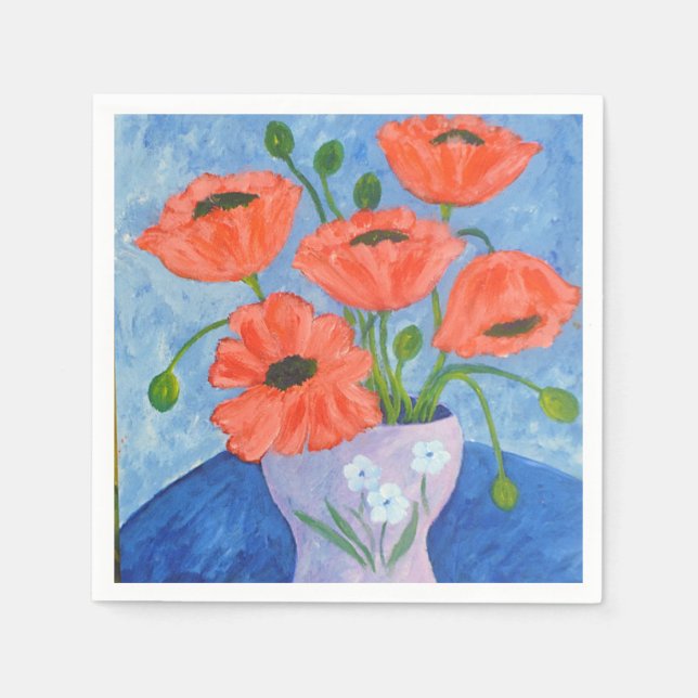 Serviette En Papier Pépites Rouges Dans Les Serviettes De Vase (Devant)