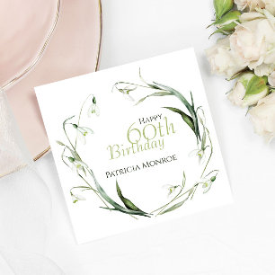 Serviette En Papier Perce-Neige 60e Anniversaire Aquarelle Botanique V