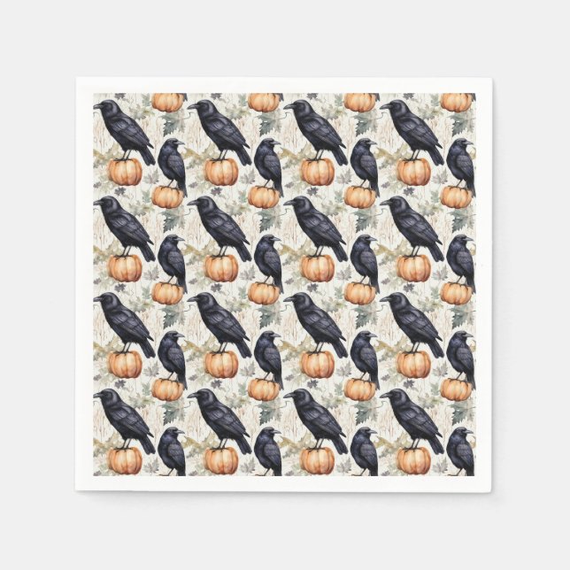 Serviette En Papier Perche et Citrouille (Devant)