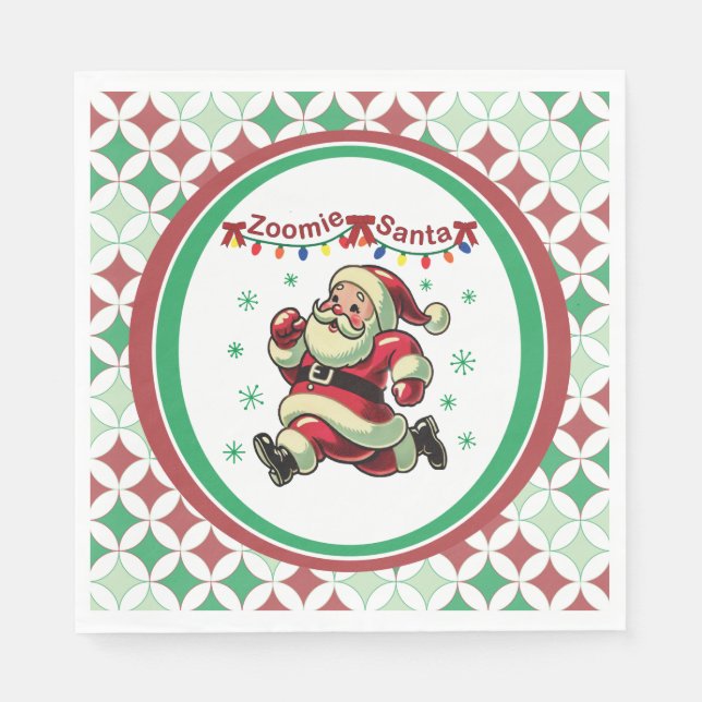Serviette En Papier Père Noël à fond de train Noël (Devant)