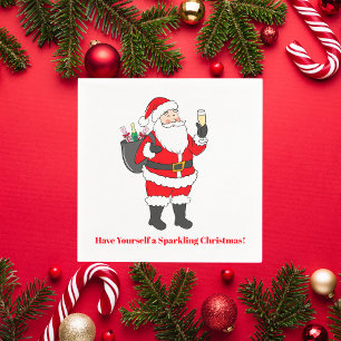 Serviette En Papier Père Noël au Champagne pour un Noël pétillant