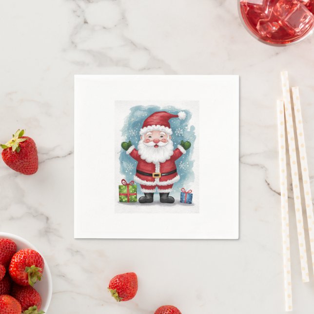 Serviette En Papier Père Noël avec cadeaux (En situation)