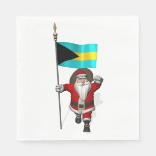 Serviette En Papier Père Noël Avec Drapeau Des Bahamas