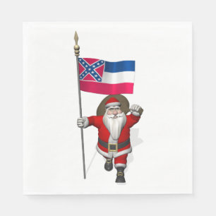 Serviette En Papier Père Noël Avec Drapeau Du Mississippi