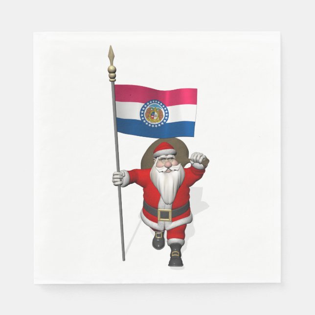 Serviette En Papier Père Noël Avec Drapeau Du Missouri (Devant)