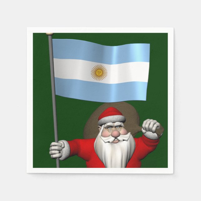 Serviette En Papier Père Noël Avec L'Ensigne D'Argentine (Devant)