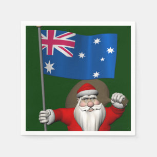 Serviette En Papier Père Noël Avec L'Ensigne D'Australie