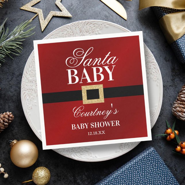 Serviette En Papier Père Noël Baby | Baby shower de Noël (Créateur téléchargé)