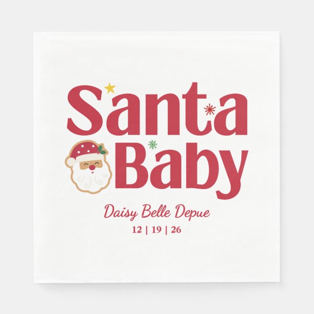 Serviette En Papier Père Noël Baby Baby shower Rouge Et Vert (Devant)