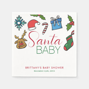 Serviette En Papier Père Noël Baby Christmas Baby shower neutre de gen