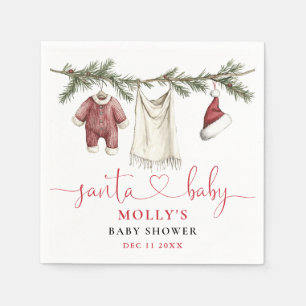 Serviette En Papier Père Noël Baby Clothesline Baby shower d'hiver