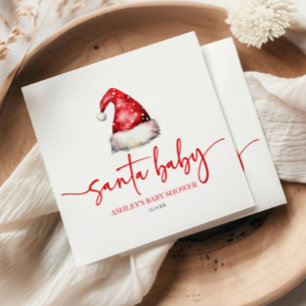 Serviette En Papier Père Noël Baby Red Casquette Noël Baby shower de N