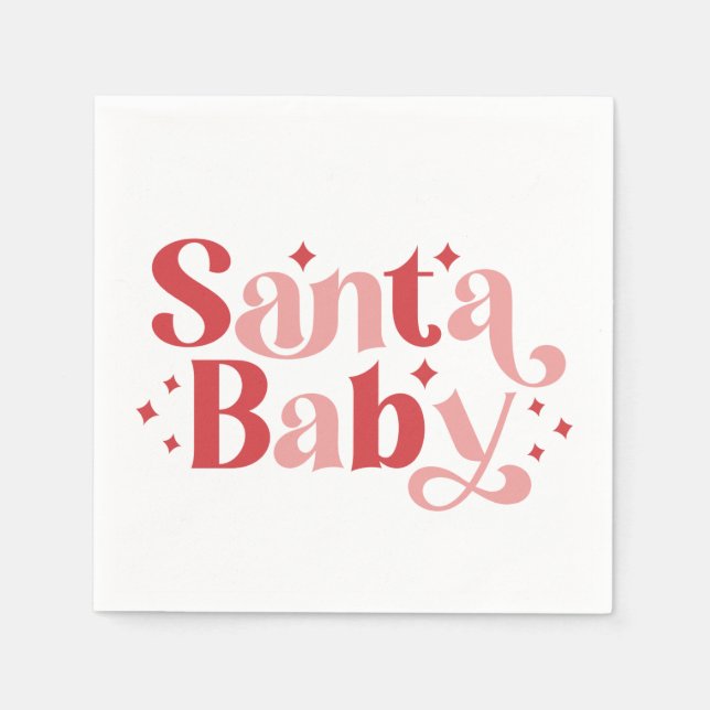 Serviette En Papier Père Noël Baby - Typographie de Noël rétro (Devant)
