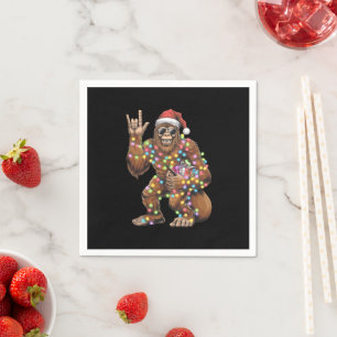 Serviette En Papier Père Noël Bigfoot Lumières de Noël Rock Drôle