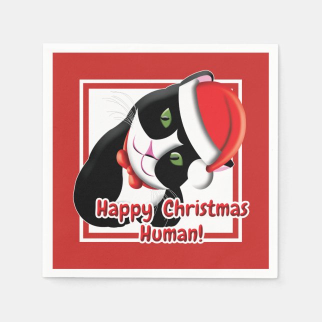 Serviette En Papier Père Noël Cat (Devant)