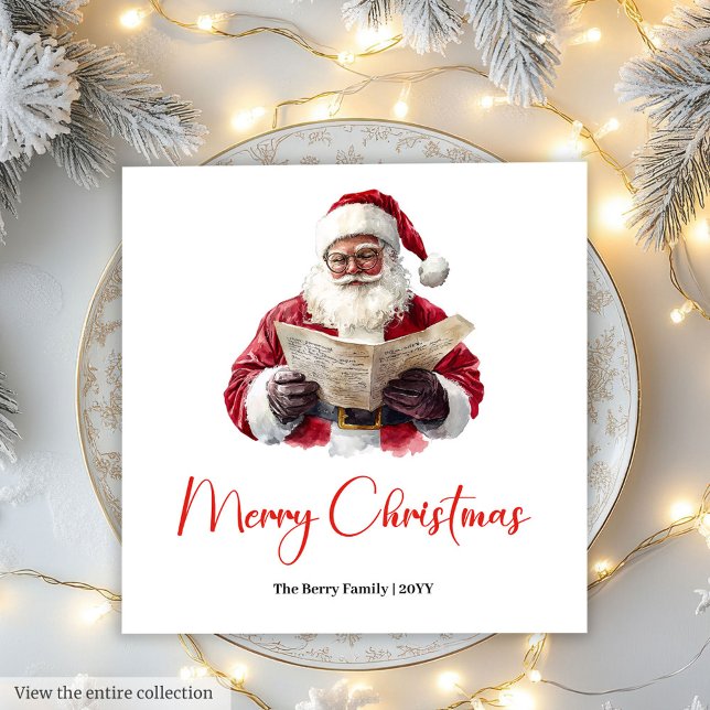 Serviette En Papier Père Noël chic Nappe de Noël éditable tendance (Chic Santa Claus Trendy Editable Christmas Napkin)