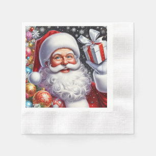 Serviette En Papier Père Noël classique avec présent & ornements