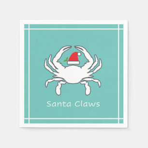 Serviette En Papier Père Noël Claws Nautique Holiday Napkin Seafoam