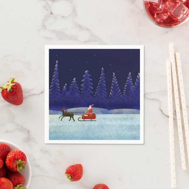 Serviette En Papier Père Noël dans la nuit de Noël (En situation)