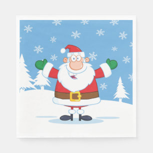 Serviette En Papier Père Noël dans une scène hivernale enneigée
