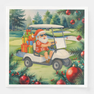 Serviette En Papier Père Noël de golf fait du golf à Noël en juillet
