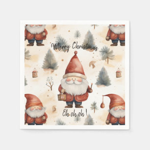 Serviette En Papier Père Noël de Noël à l'aquarelle 2 -