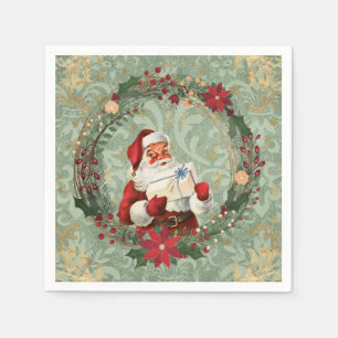 Serviette En Papier Père Noël de Noël et couronne
