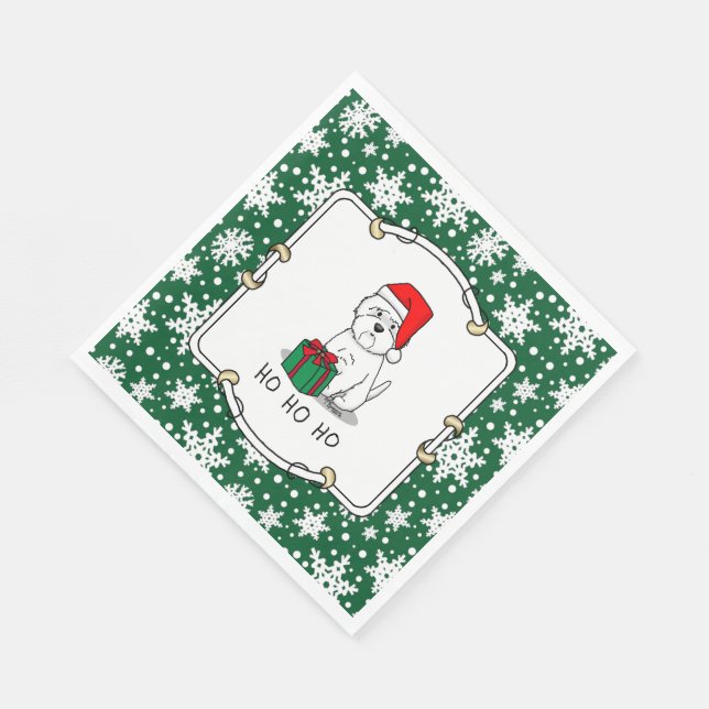Serviette En Papier Père Noël de Noël West Highland White Terrier West (Coin)