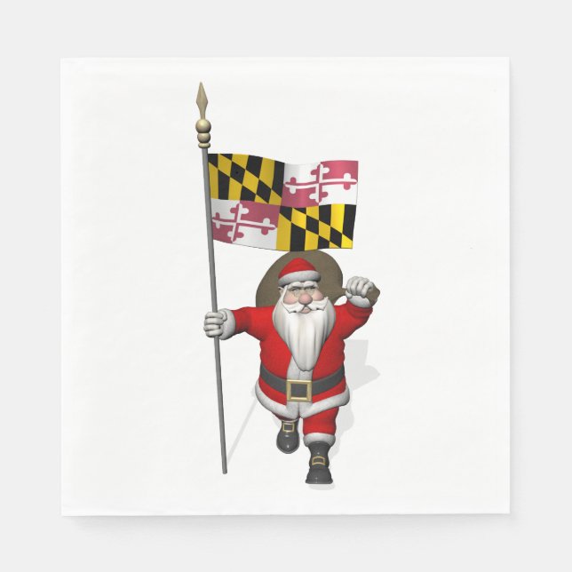 Serviette En Papier Père Noël Doux Avec Drapeau Du Maryland (Devant)