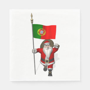 Serviette En Papier Père Noël Doux Avec Drapeau Du Portugal
