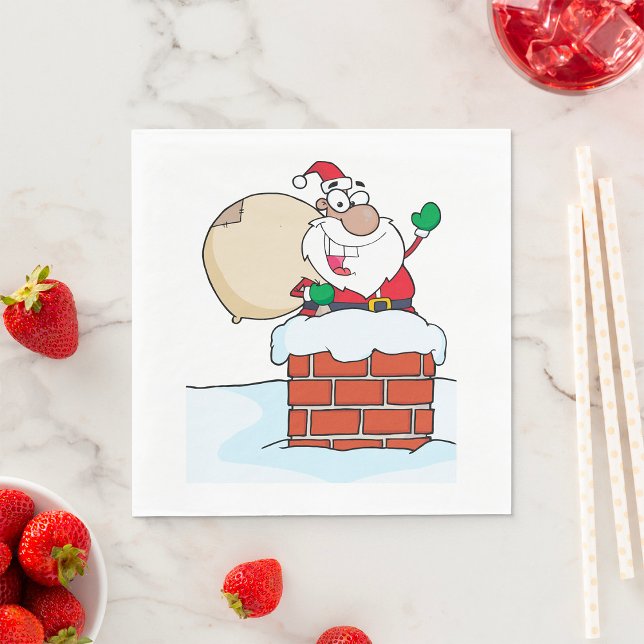 Serviette En Papier Père Noël drôle dans la cheminée (Créateur téléchargé)