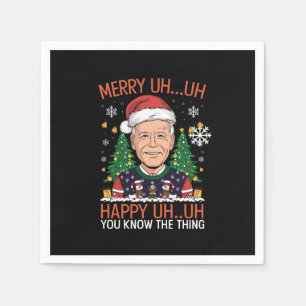 Serviette En Papier Père Noël drôle Joe Biden Joyeux Euh Euh Noël Laid
