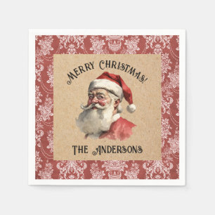 Serviette En Papier Père Noël élégant vintage fête de Noël