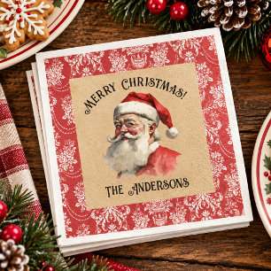 Serviette En Papier Père Noël élégant vintage fête de Noël