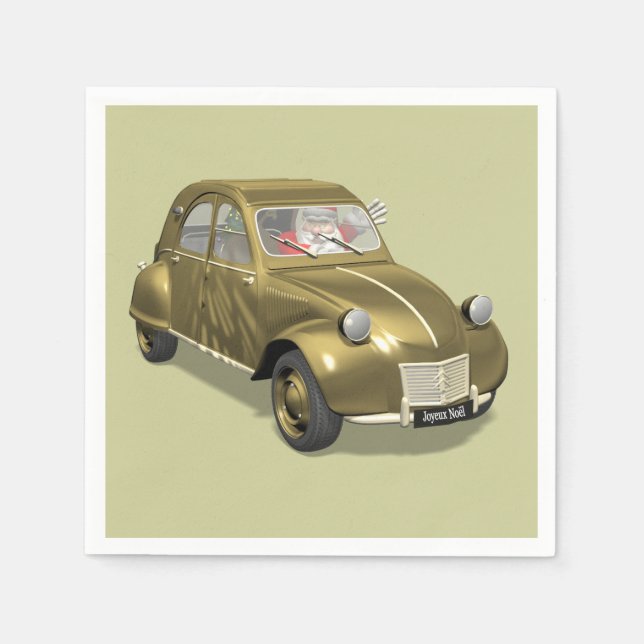 Serviette En Papier Père Noël En Citroen 2 CV (Devant)