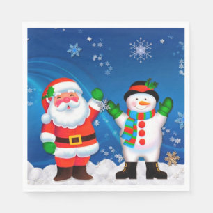 Serviette En Papier Père Noël et bonhomme de neige