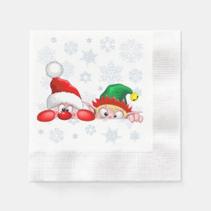 Serviette En Papier Père Noël et Elf Cute et drôle Caractères Pékin