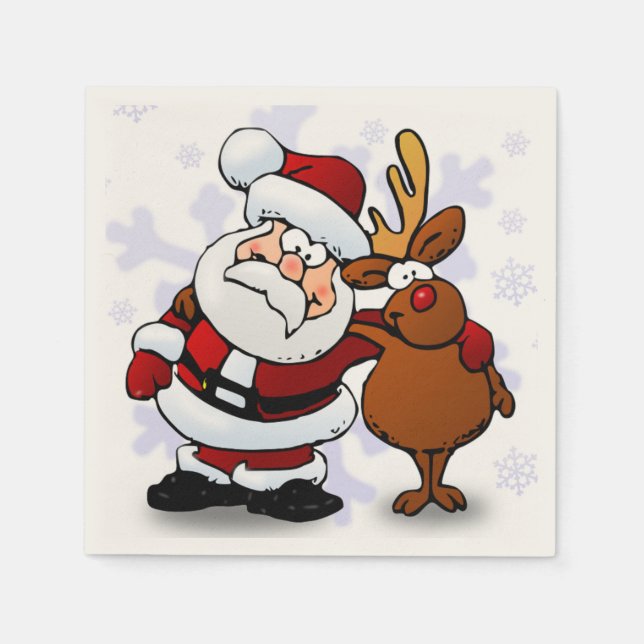 SERVIETTE EN PAPIER PÈRE NOËL ET RUDOLPH (Devant)