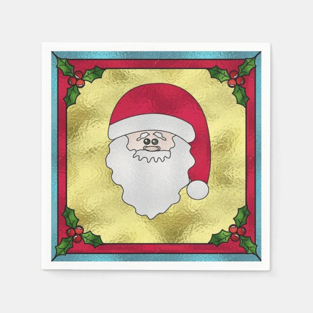 Serviette En Papier Père Noël givré (Devant)