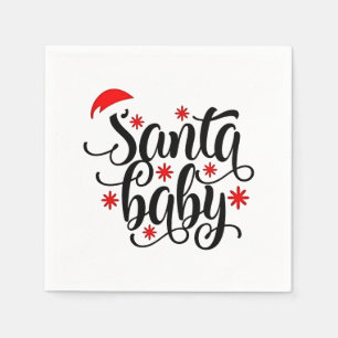 Serviette En Papier Père Noël Grossesse bébé Faire-part Noël Père Noël