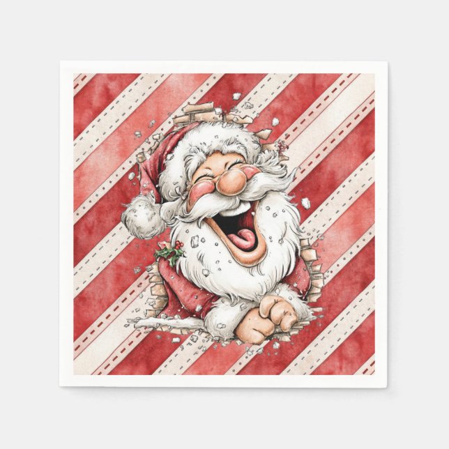 Serviette En Papier Père Noël hilare qui rit (Devant)
