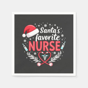Serviette En Papier Père Noël Infirmière préférée Noël Infirmière