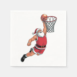 Serviette En Papier Père Noël jouant au basket-ball Amoureux du sport